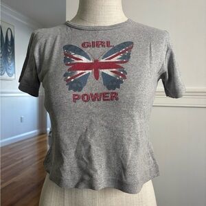 Gray Baby Tee with Butterfly Design